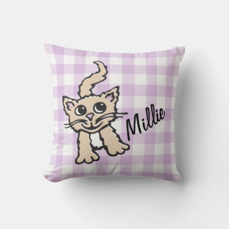 Cojín Decorativo Piedra de tiro blanco y púrpura de gata con motivo