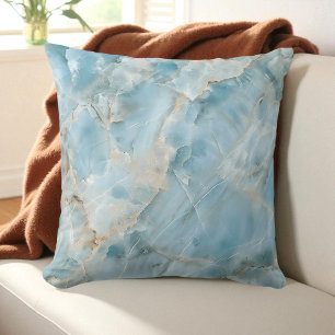 Cojín Decorativo Piedra preciosa estética lujosa azul claro moderna