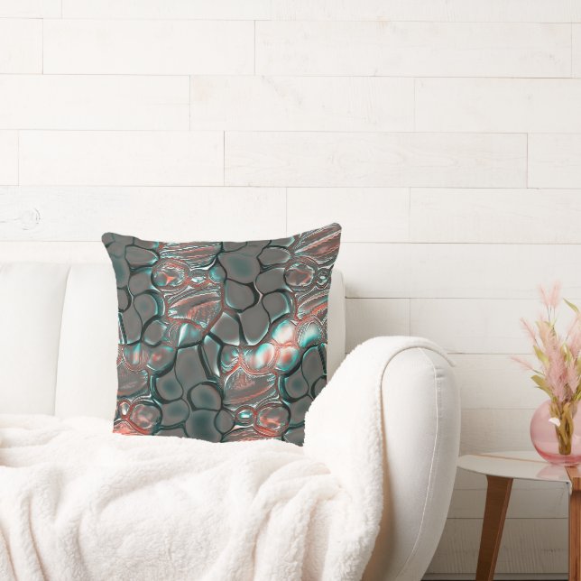 Cojín Decorativo Piedras grises mate de fusión virtual en cobre (Sofá)