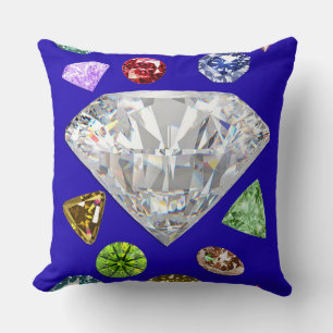 Cojín Decorativo Piedras Preciosas Coloridas y Gráfico de Diamante