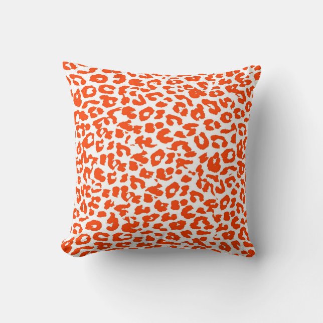 Cojín Decorativo Piel anaranjada de la piel del estampado leopardo (Anverso)