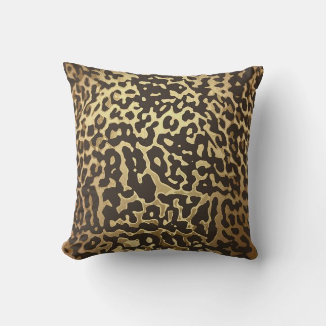 Cojín Decorativo Piel animal leopardo Cheetah Imprimir oro moderno  (Anverso)