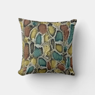 Cojín Decorativo Piel colorida de serpiente: diseño sin costura.
