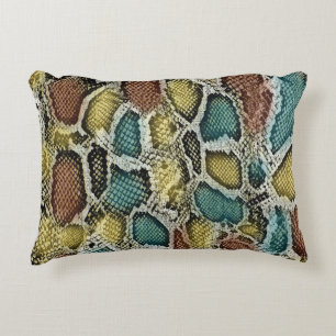 Cojín Decorativo Piel colorida de serpiente: diseño sin costura.