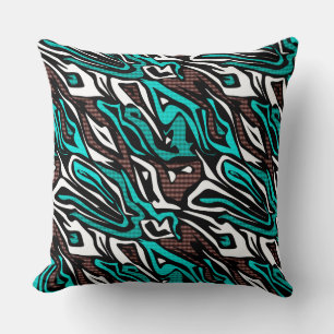 Cojín Decorativo Piel de cebra abstracta sin foco piel azul moderno