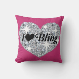 Cojín Decorativo Piel de corazón rosado caliente con amor Bling