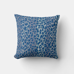 Cojín Decorativo Piel de impresión de leopardo azul oscuro