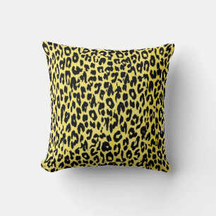 Cojín Decorativo Piel de impresión de leopardo (negro, amarillo)