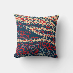 Cojín Decorativo Piel de impresión de leopardo retro (BLue, Rojo, B