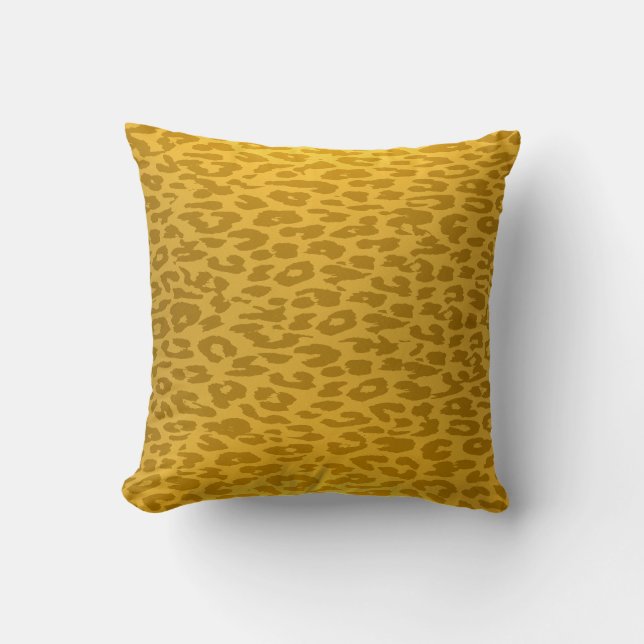Cojín Decorativo Piel de impresión de leopardo | Retro de oro (Anverso)