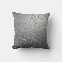 Cojín Decorativo Piel de leopardo gris plateado Glam Safari