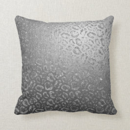 Cojín Decorativo Piel de leopardo gris plateado Glam Safari
