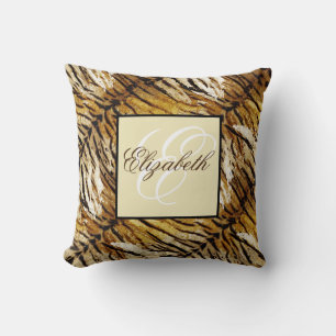 Cojín Decorativo Piel de tigre, elegante, tigre, rayado, huella ani