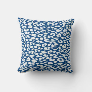 Cojín Decorativo Piel impresa de leopardo blanco y azul