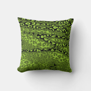 Cojín Decorativo Piel impresa de leopardo retro (lima, verde, negro