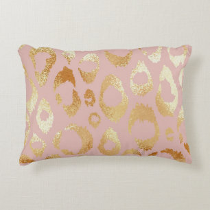 Cojín Decorativo Piel leopardo, textura dorada rosa