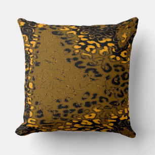 Cojín Decorativo Piel retro de impresión de leopardo amarillo negro