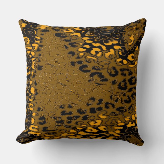 Cojín Decorativo Piel retro de impresión de leopardo amarillo negro (Anverso)