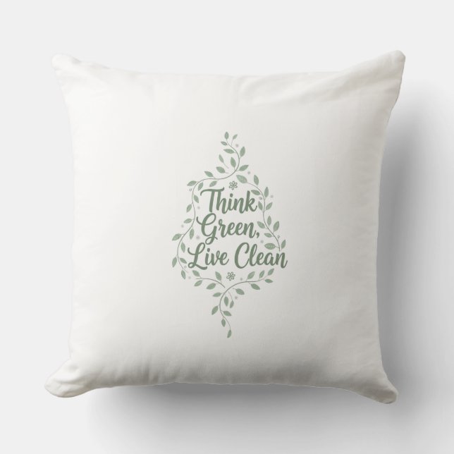 Cojín Decorativo Piensa Verde Vive Limpio (Anverso)