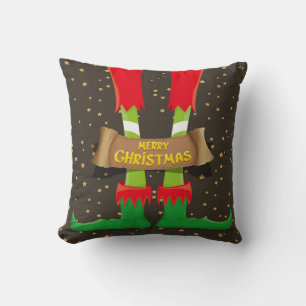 Cojín Decorativo Piernas de Elfo Feliz Navidad