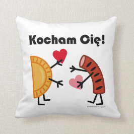 Cojín Decorativo ¡Pierogi y Kielbasa - Kocham Cie! (Te amo!)