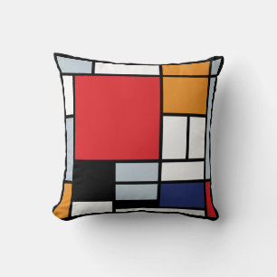 Cojín Decorativo Piet Mondrian - Composición con gran plano rojo