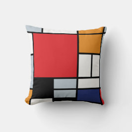 Cojín Decorativo Piet Mondrian - Composición con gran plano rojo