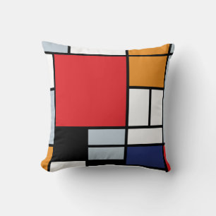Cojín Decorativo Piet Mondrian - Composición con gran plano rojo