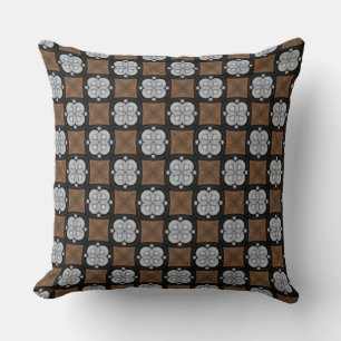 Cojín Decorativo Pieza de pepino gris y negro sobre diseño marrón