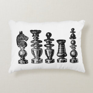 Cojín Decorativo Piezas de Ajedrez Arte Antiguo