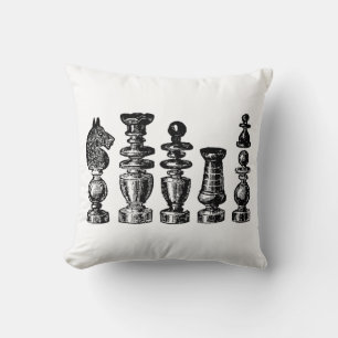 Cojín Decorativo Piezas de Ajedrez Arte Antiguo