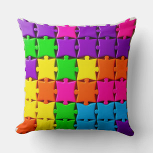 Cojín Decorativo Piezas de rompecabezas 3D coloridas dispuestas