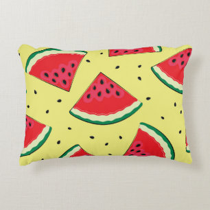 Cojín Decorativo Piezas de sandía: patrón amarillo de verano
