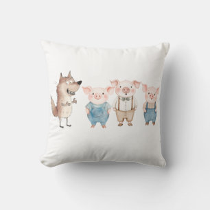 Cojín Decorativo Pigs and Bad Wolf cartoon