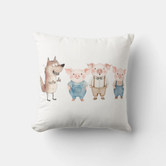 Cojín Decorativo Pigs and Bad Wolf cartoon