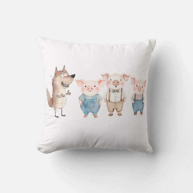 Cojín Decorativo Pigs and Bad Wolf cartoon (Anverso)