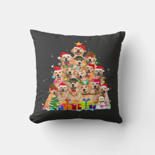 Cojín Decorativo Pijama de Navidad Retriever Dorado Árbol Regalo de
