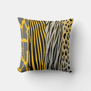 Cojín Decorativo Pil de estampado de cebra de color negro y amarill