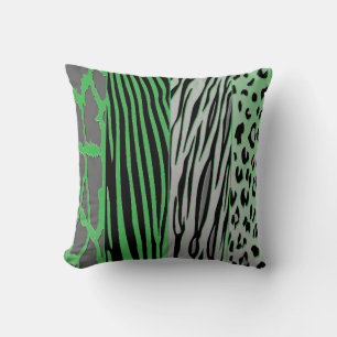 Cojín Decorativo Pil de estampado de cebra de color negro y verde