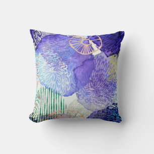 Cojín Decorativo Pilar abstracto de Lavendar y Azul