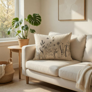 Cojín Decorativo Pilar acento de flor silvestre botánico con diseño