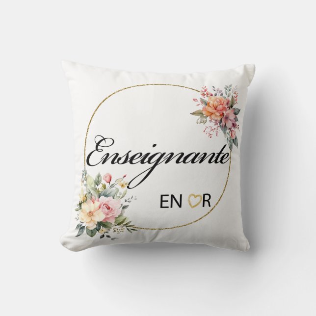 Cojín Decorativo Pilar acuático floral de Enseignante (Anverso)