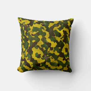 Cojín Decorativo Pilar amarillo negro verde de camuflaje