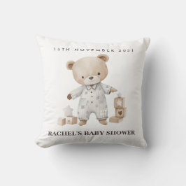 Cojín Decorativo Pilar Baby Shower Neutral Teddy Bear