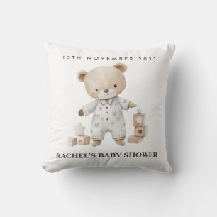 Cojín Decorativo Pilar Baby Shower Neutral Teddy Bear