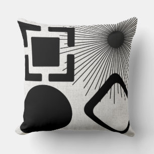 Cojín Decorativo Pilar blanco y negro moderno de mediados de siglo