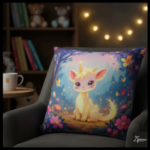 Cojín Decorativo Pilar con unicornio forestal encantado