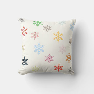 Cojín Decorativo Pilar cuadrado de copos de nieve multicolor