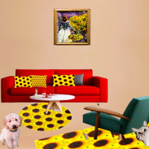 Pilar de acento amarillo de girasol de plumón