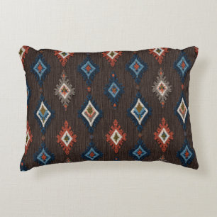 Cojín Decorativo Pilar de acento de ikat boho - Marrón de tierra co